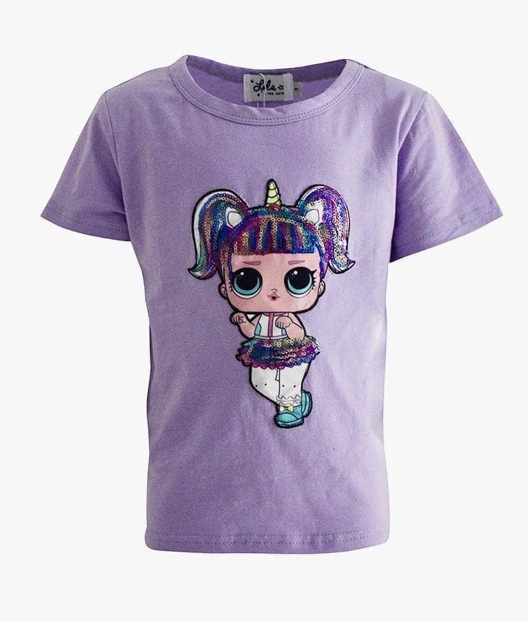 Hot Sale ๐ฅ Lola & The Boys ๐ง Girls Sequin Doll T-Shirt ๐ 4 Lola & The Boys Girls Sequin Doll T-Shirt