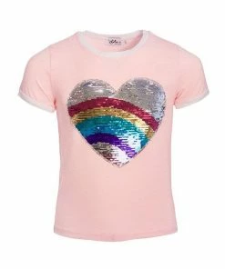 Lola + The Boys Rainbow Heart Flip Ringer T-Shirt
