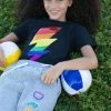 Lola + The Boys Rainbow Lightning Bolt Sequin T-Shirt Girls