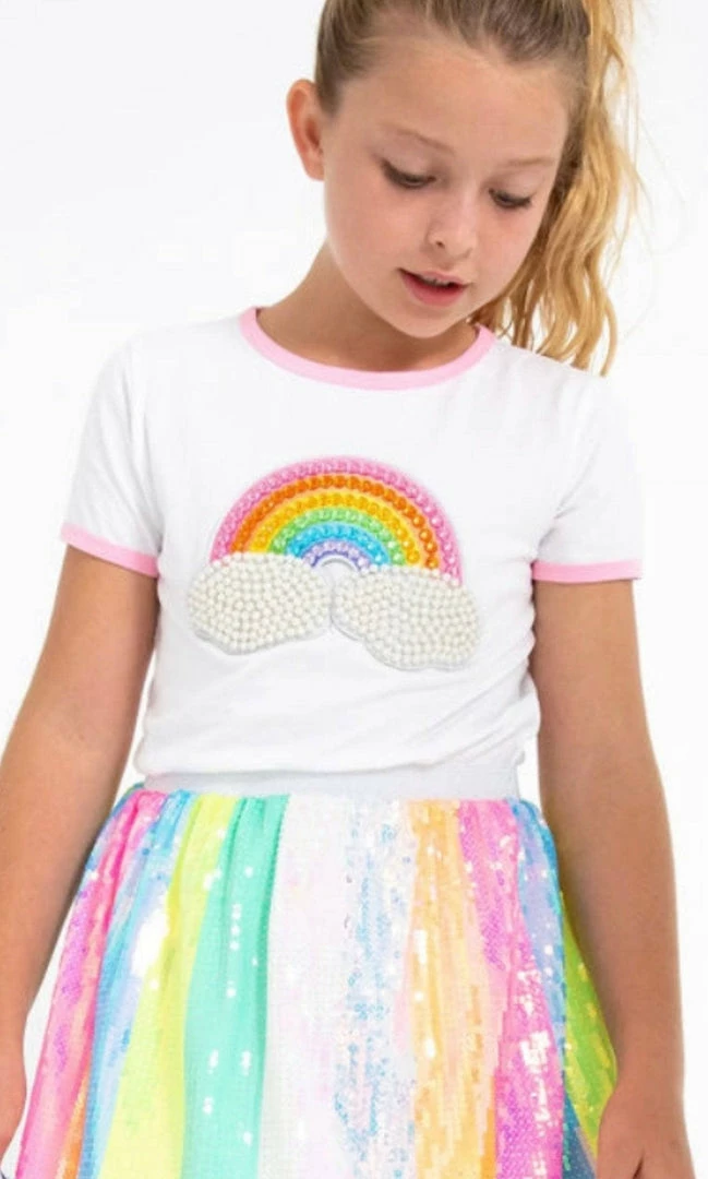 Buy 🔔 Lola + The Boys Rainbow Pearl Patch T 👕 Shirt 😍 3 Lola + The Boys Rainbow Pearl Patch T Shirt
