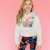 Lola + The Boys Tie Dye Good Vibes Fuzzy Hoodie Girls