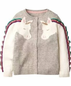 Lola + The Boys Girls Unicorn Ruffle Cardigan