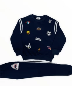 Lola + The Boys New Arrivals Varsity Patch Jogger Set Navy